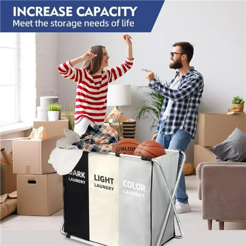 Large Laundry Hamper Freestanding Collapsible Tall Clothes Basket with Handles